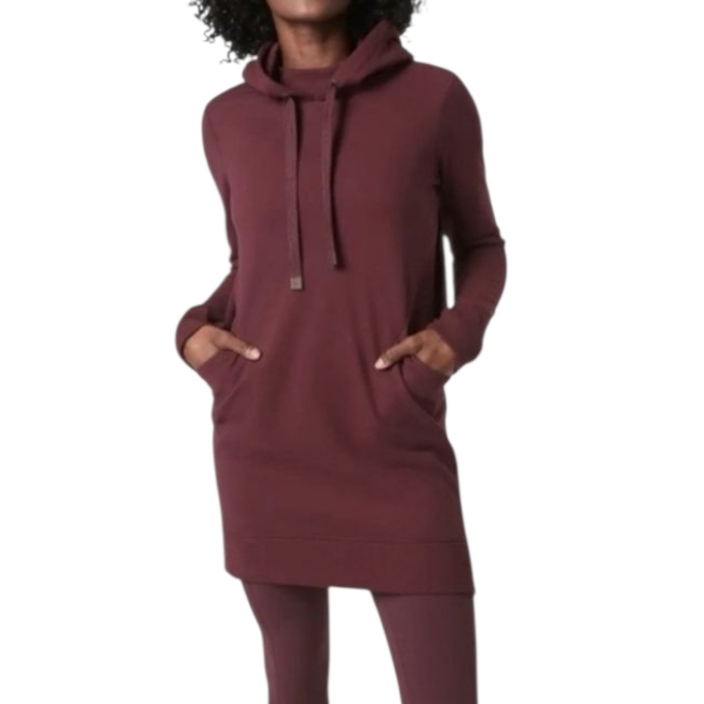 Athleta Triumph Burgundy Hoodie Dress Women's Size M Gorpcore Oversized Sweater